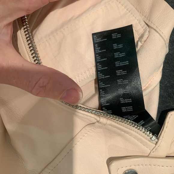 Maje leather cropped jacket, pale pink/beige - Picture 4 of 4